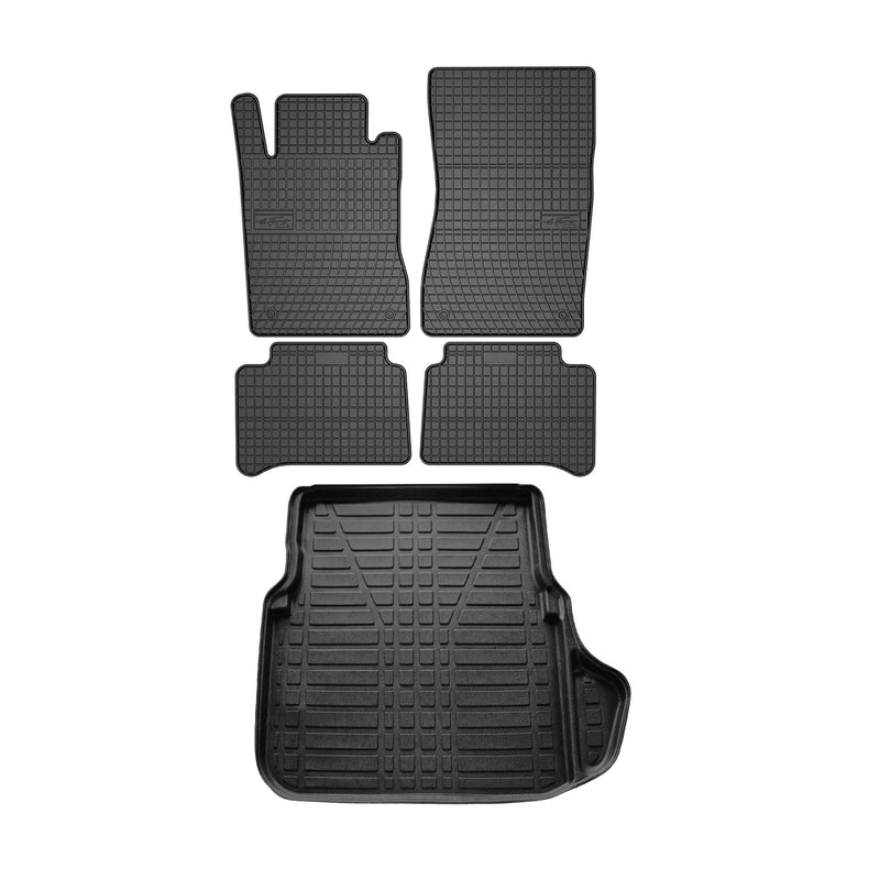 Kit Tapis de sol et coffre pour Mercedes E-Klasse 2003-2009 Berline TPE Noir