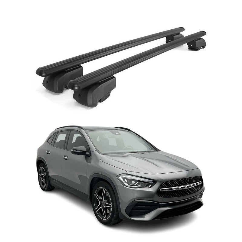 Barres de toit Transversales pour Mercedes GLA 2020-2023 Aluminium Noir ABE