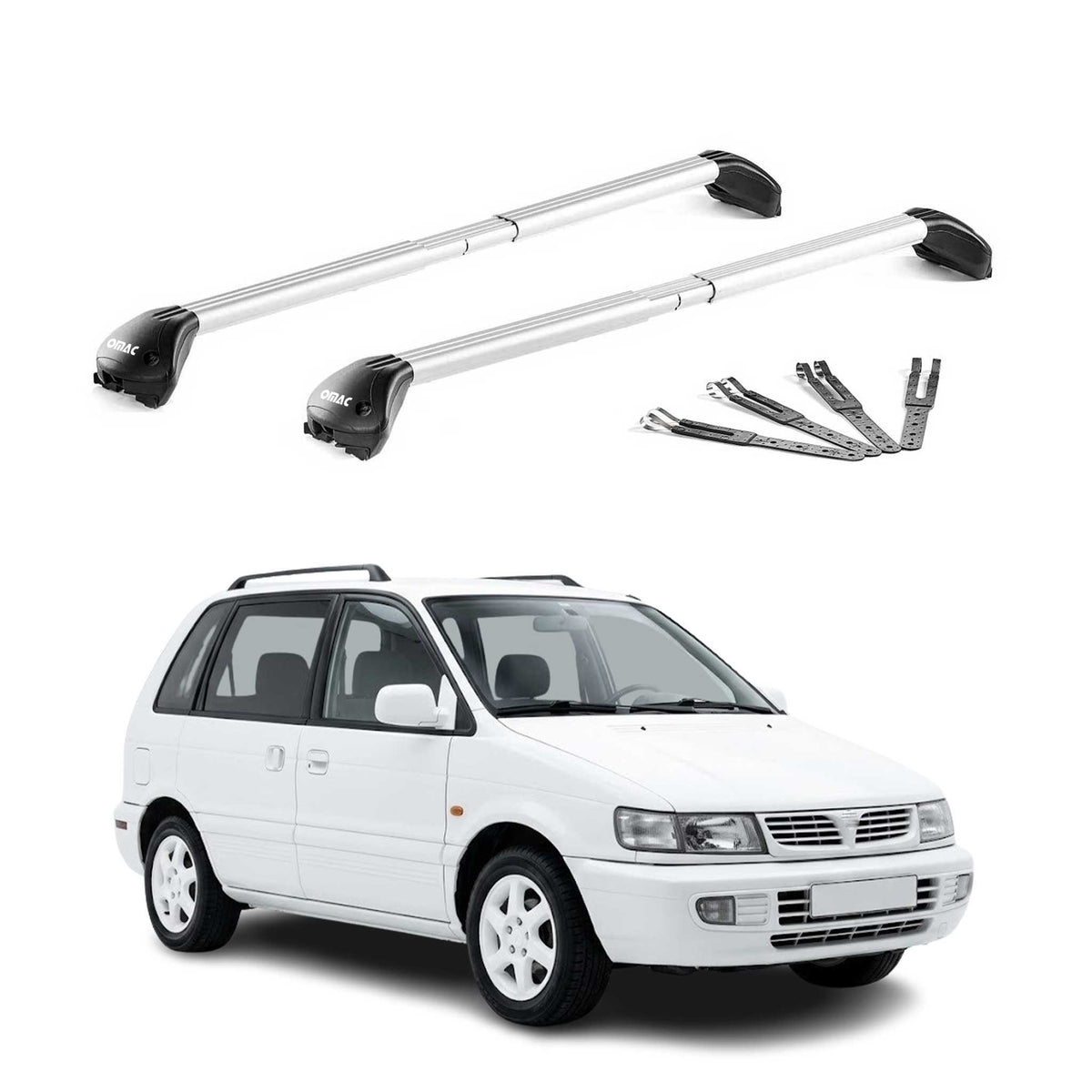 Barres de toit pour Mitsubishi Space Runner 1991-1998 Gris Argenté 2 pièces ABE