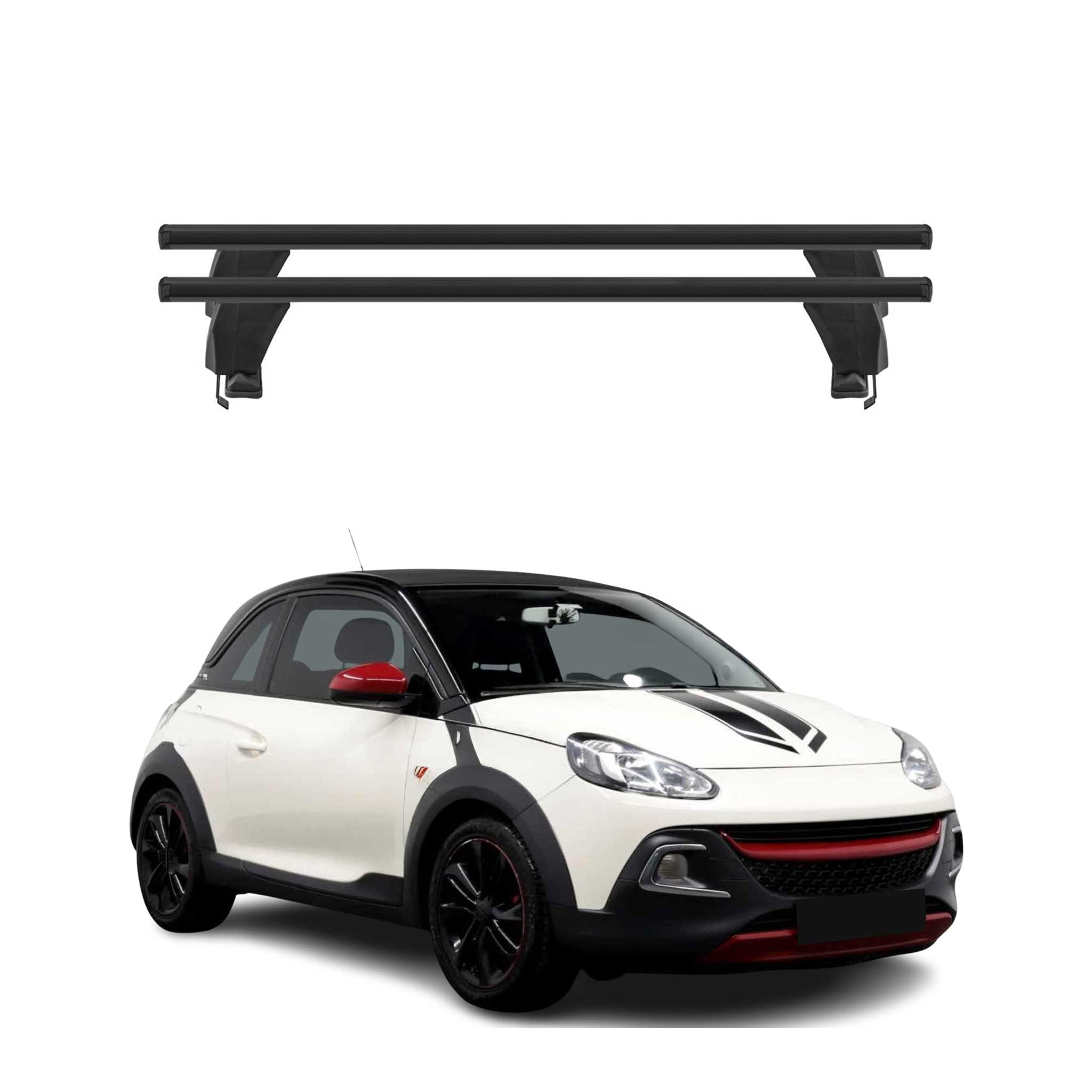 Menabo Barres de toit Transversales pour Opel Adam 2013-2019 Alu Noir ABE 2x