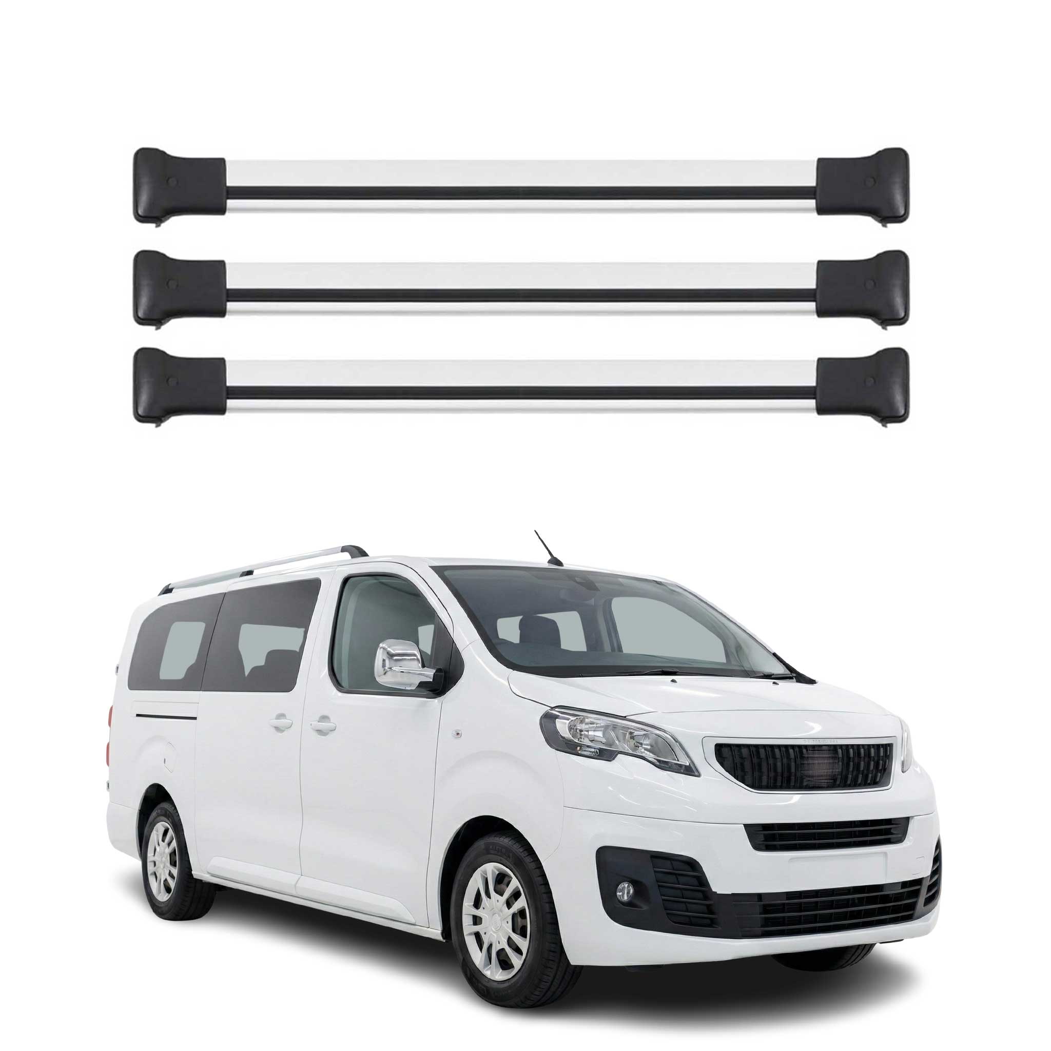 Barres de toit transversales pour Peugeot Expert / Traveller 2016-2026 Gris 3x