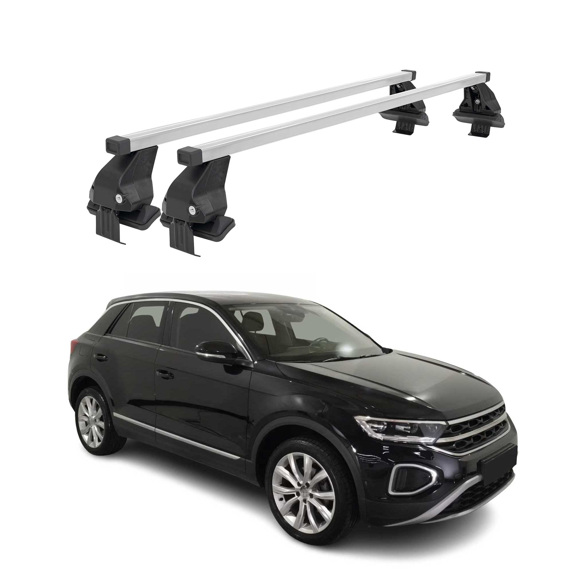 Barres de toit transversales pour Volkswagen T-Roc 2017-2025 Acier Gris