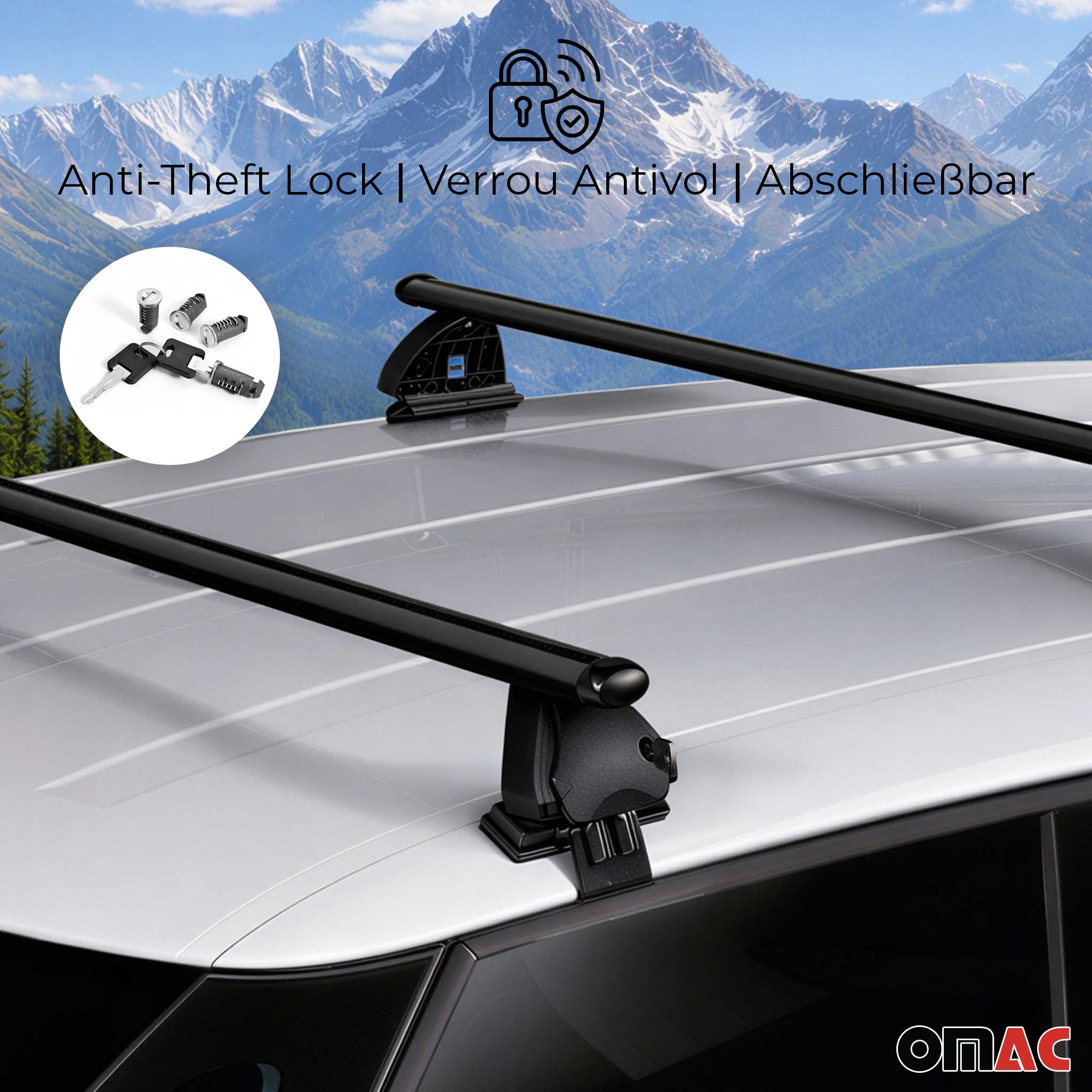 Barres de toit transversales acier pour DR 3 2018-2026 TÜV 75 kg Noir 2x