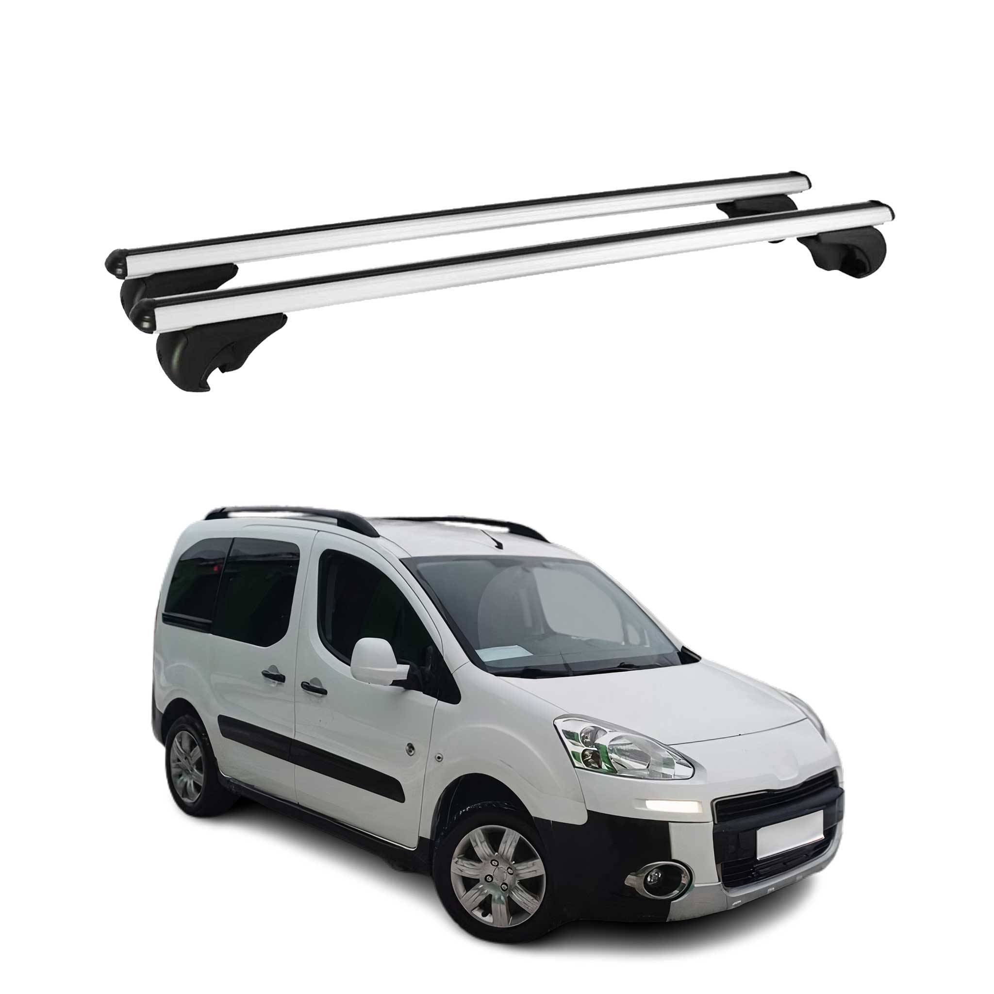 Barres de toit Transversales pour Peugeot Partner Tepee 2008-2018 Alu Argent