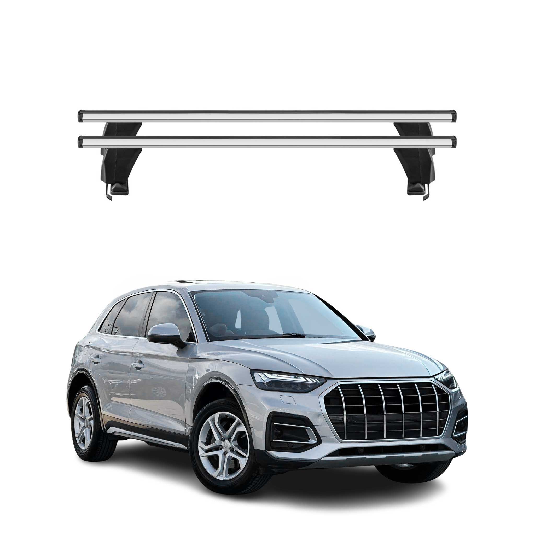 Menabo Barres De Toit Transversales pour Audi Q5 FYT 2021-2025 Facelift Gris Alu