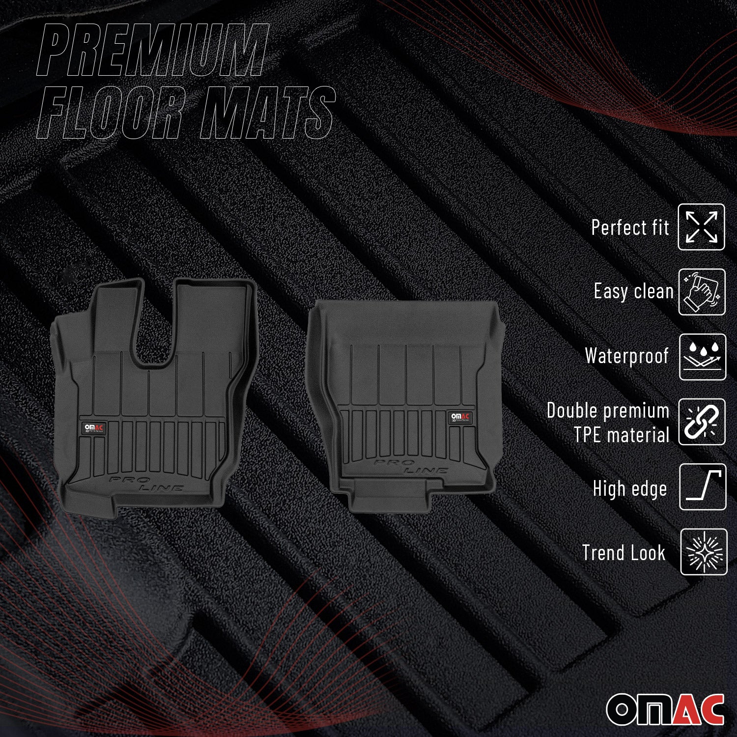 Tapis de Sol pour Volvo FM 2001-2022 Caoutchouc TPE Noir