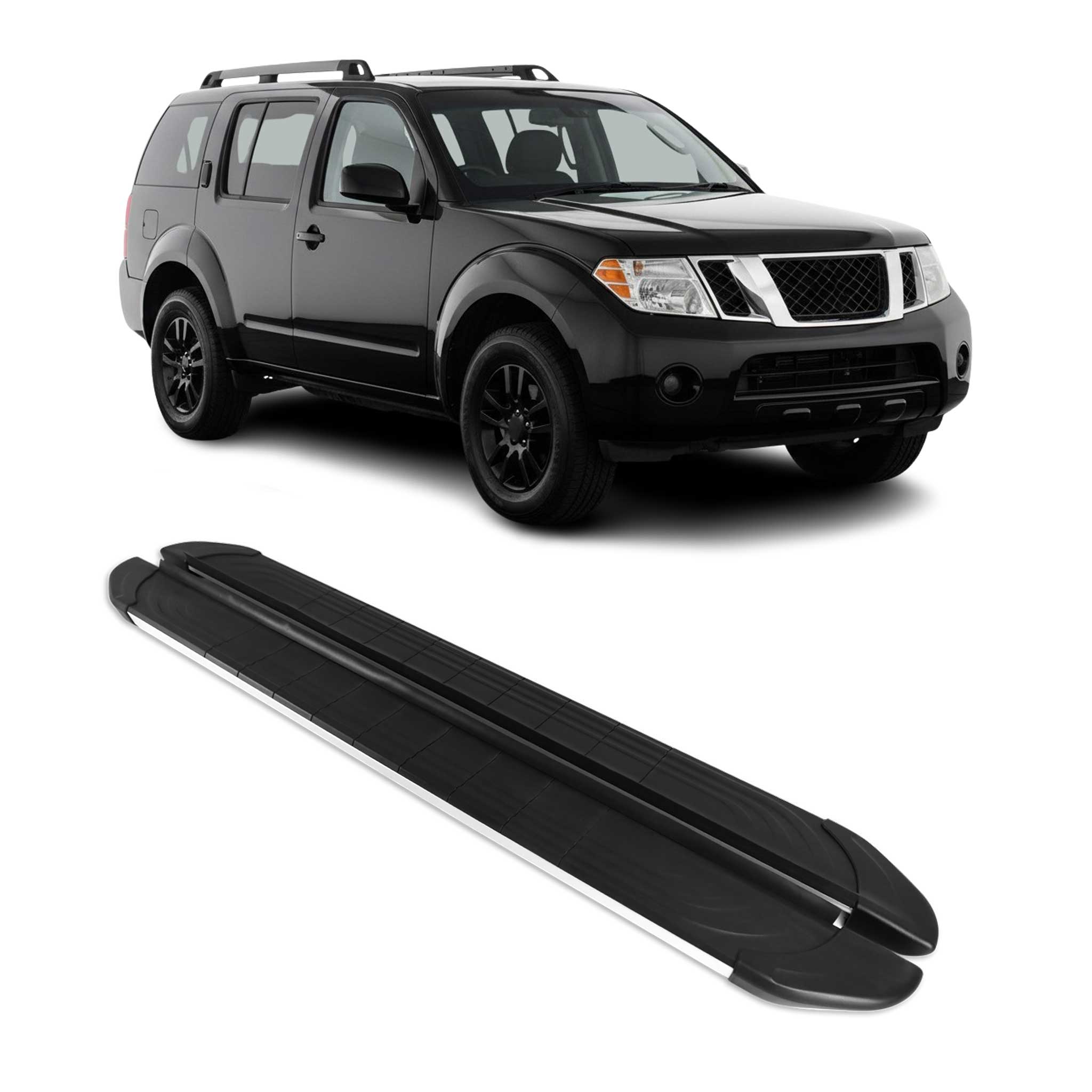 Marchepieds Latéraux pour Nissan Pathfinder 2005-2012 Alu Gris Noir 2Pcs