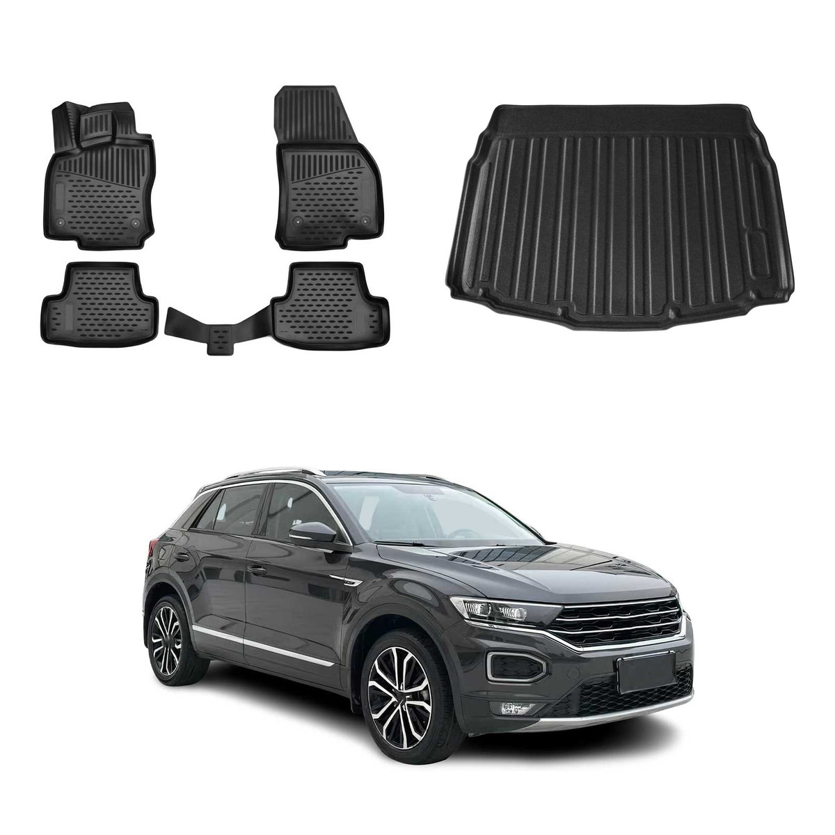 OMAC Kit Tapis de Sol et Coffre pour Volkswagen T-Roc Pre-fl 2017-2022