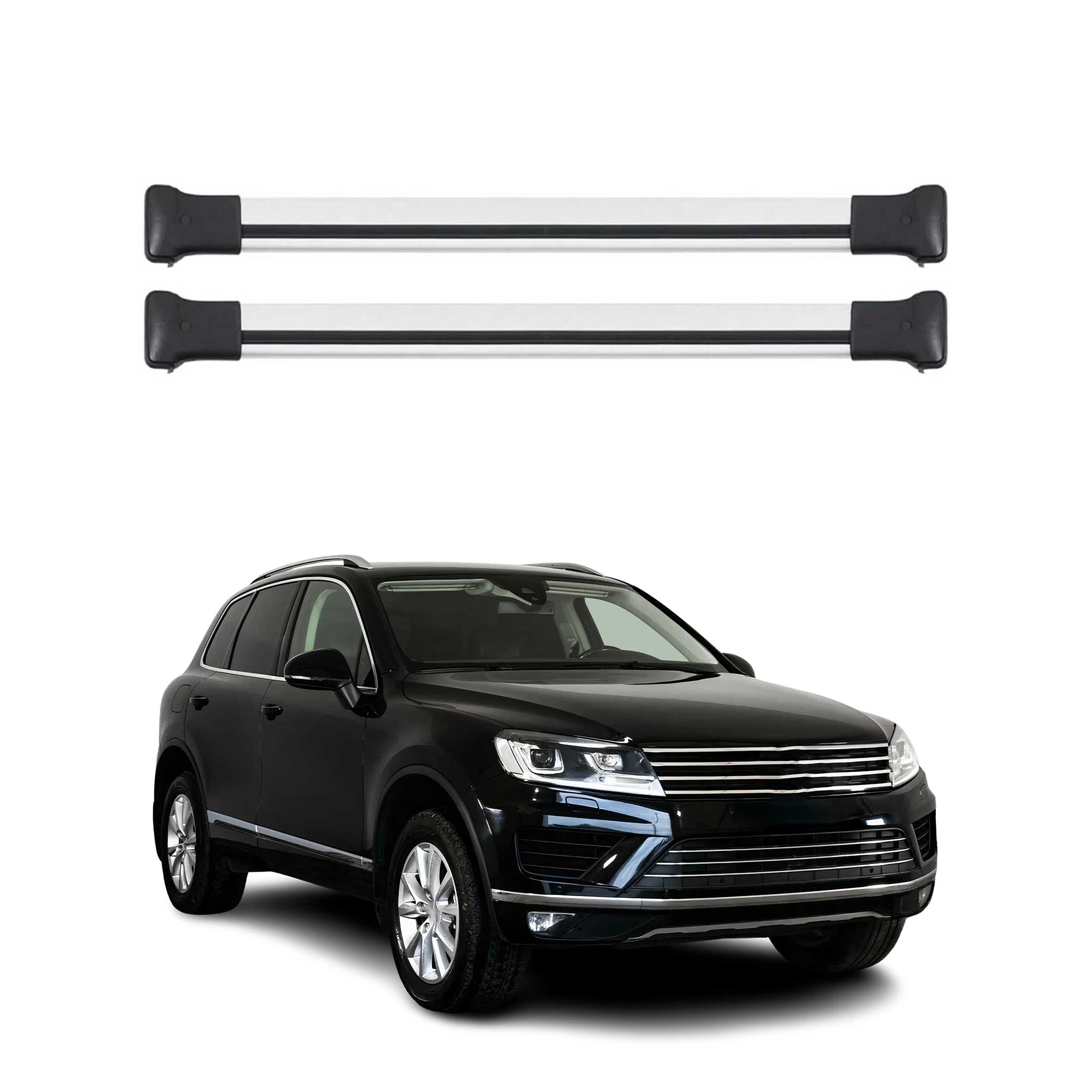 Barres de toit transversales pour VW Touareg SUV 2010-2015 PRE-FL Aluminium Gris