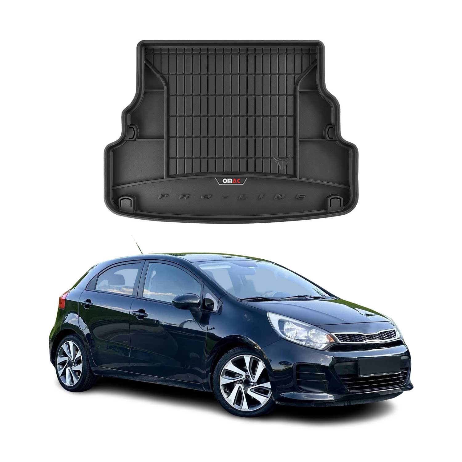 OMAC Tapis de coffre pour Kia Rio Berline 2011-2017 TPE Noir