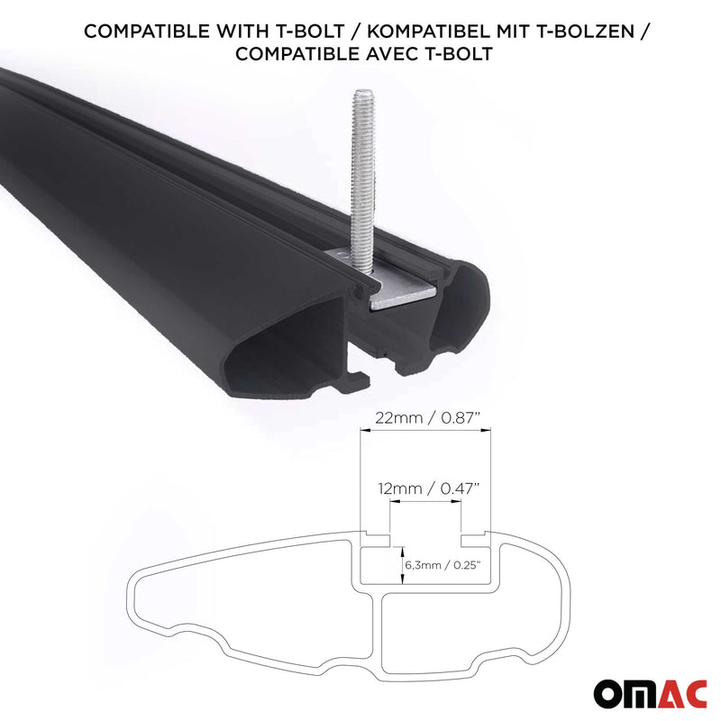 Barres De Toit Transversales pour Peugeot 3008 2017-2020 Aluminium Noir ABE