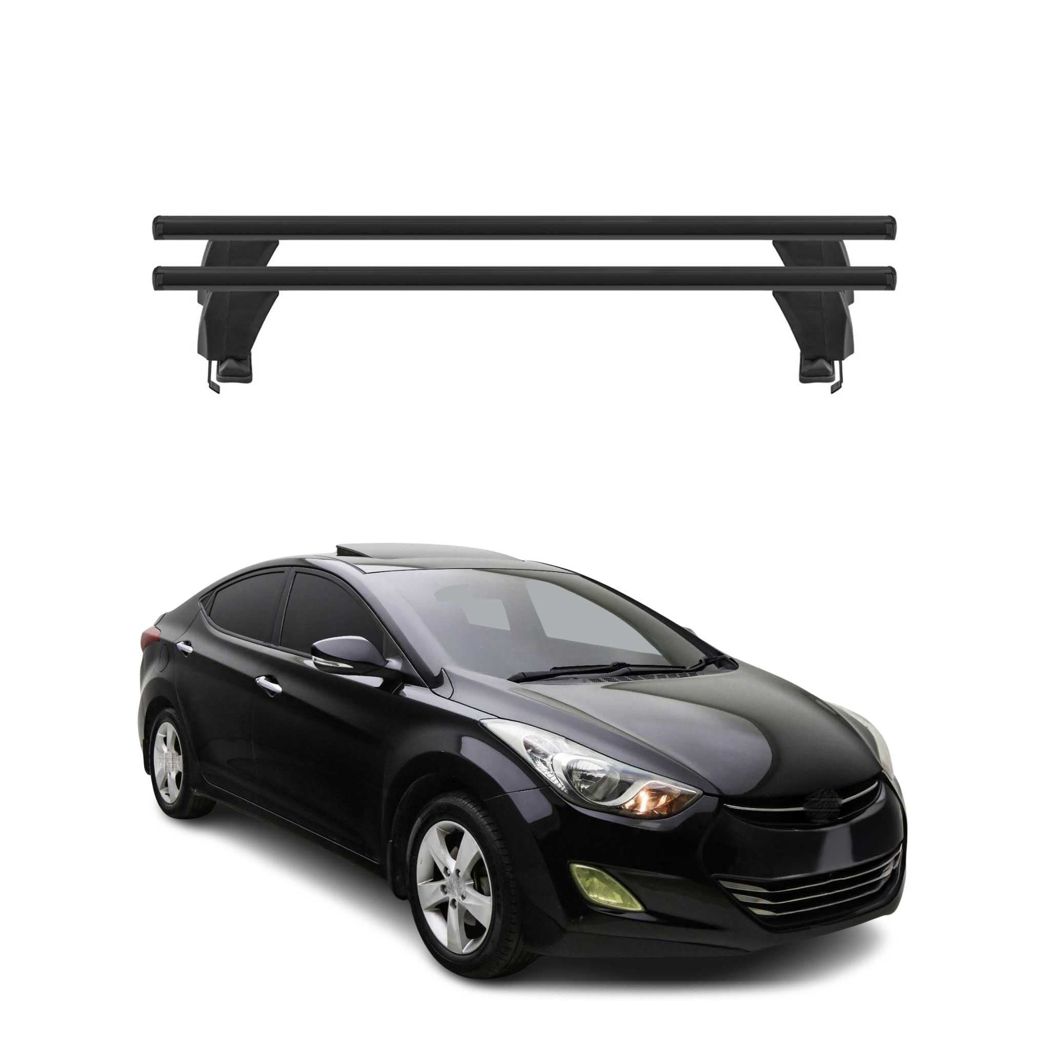 Menabo Barres de toit Transversales pour Hyundai Elantra V 2011-2016 Alu Noir
