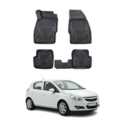 Tapis de sol pour Opel Corsa D 2006-2014 Noir 3D en Caoutchouc TPE 4x