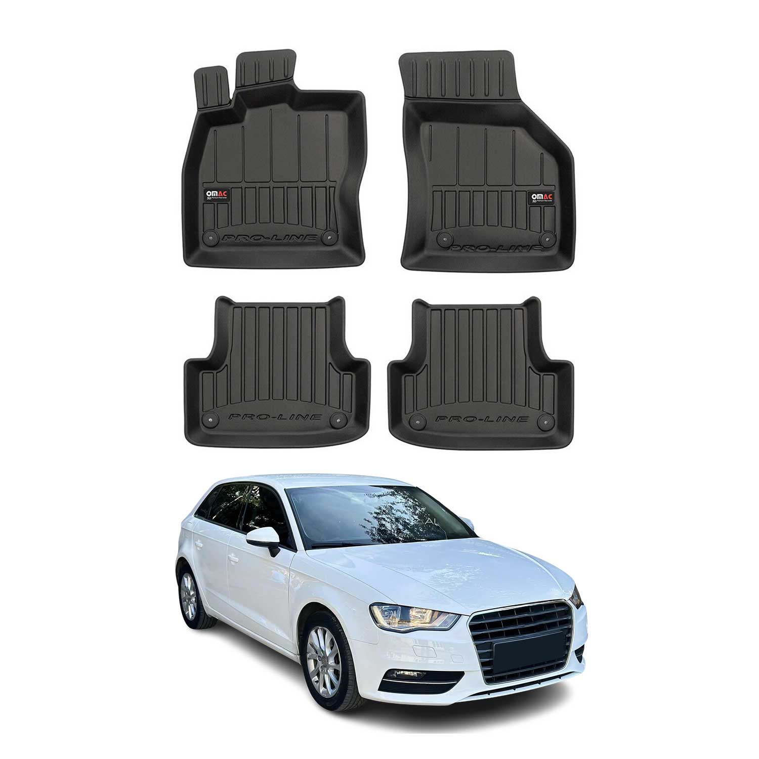 OMAC Tapis de sol caoutchouc pour Audi A3 8V Sportback Berline 12-20 Premium