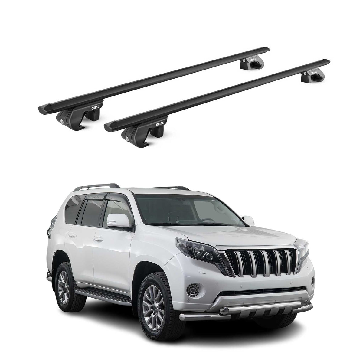 Barres de toit ABE pour Toyota Land Cruiser 150 2009-2021 5 P Alu Noir 2x