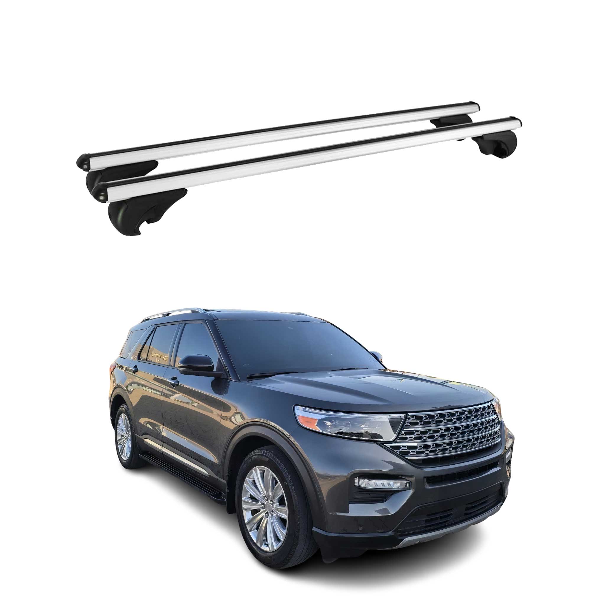 Barres de toit Transversales pour Ford Explorer 2020-2026 Aluminium Argent