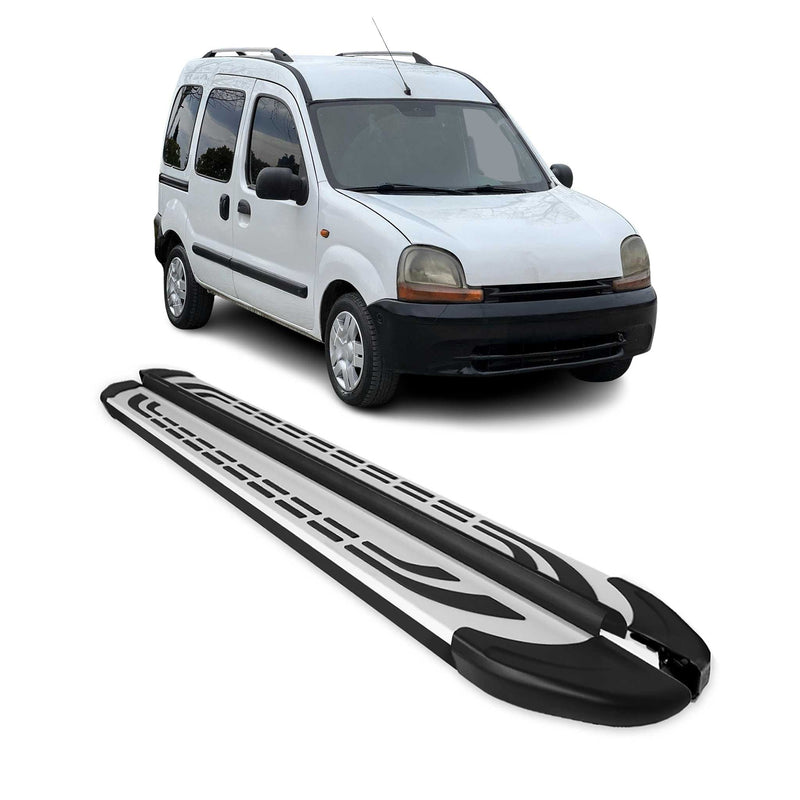 Marchepieds Latéraux pour Renault Kangoo 1999-2008 Aluminium Gris Noir 2x