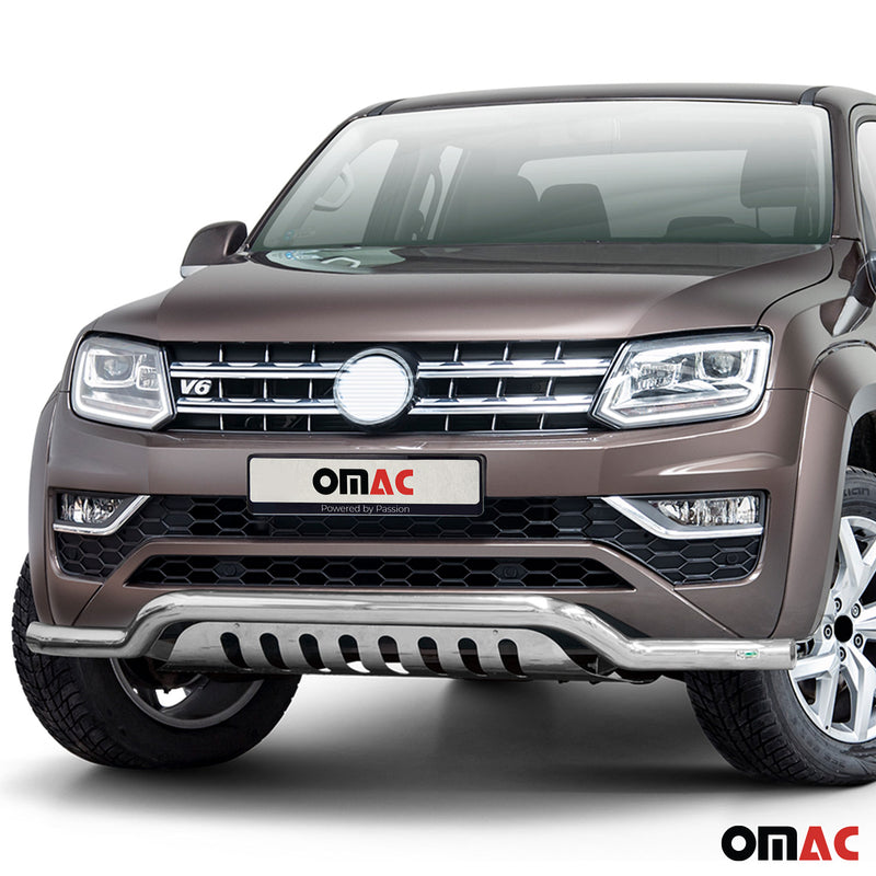 Pare-Buffle Avant Pour VW Amarok 2016-2020 en Acier Inox Argent