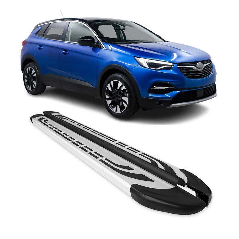 Marchepieds Latéraux pour Opel Grandland X 2017-2024 Aluminium Gris 2Pcs