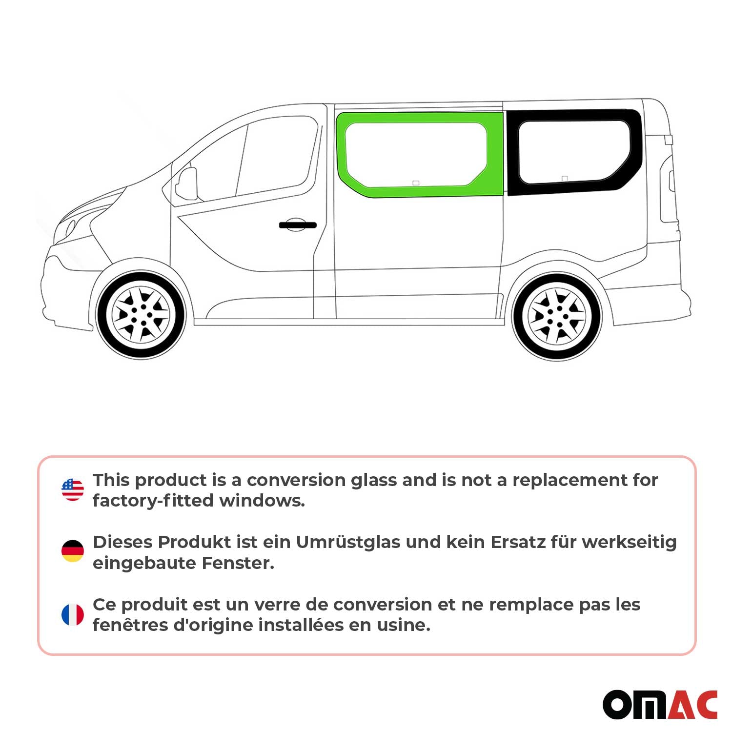 Vitre de Porte pour Opel Vivaro B 2014-19 L1/L2 Fourgon Avant Gauche Verre fixe