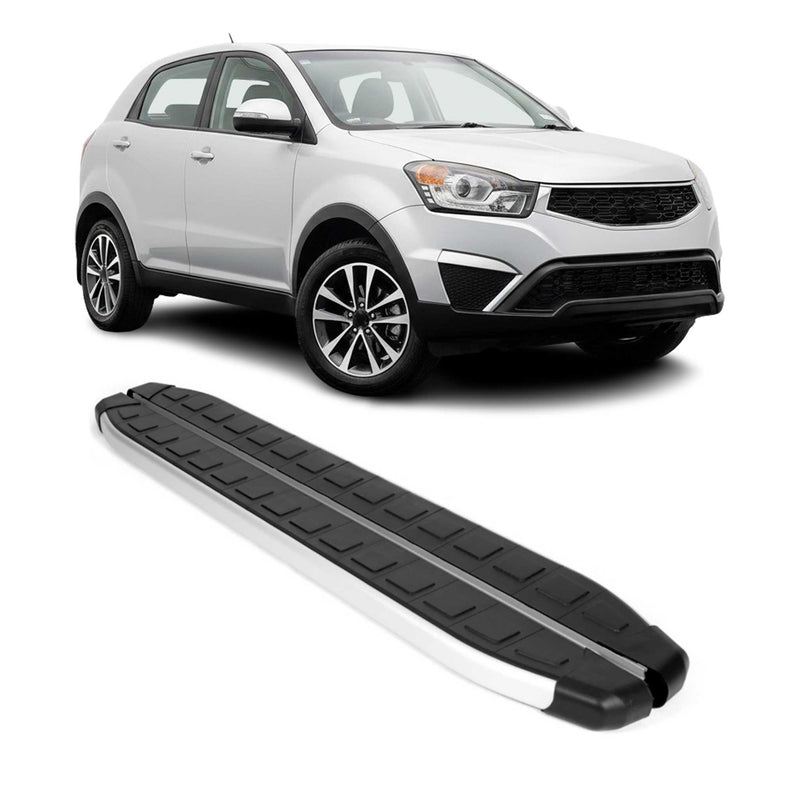 Marchepieds Latéraux pour Ssangyong Korando 2011-2019 Alu Noir Gris 2Pcs