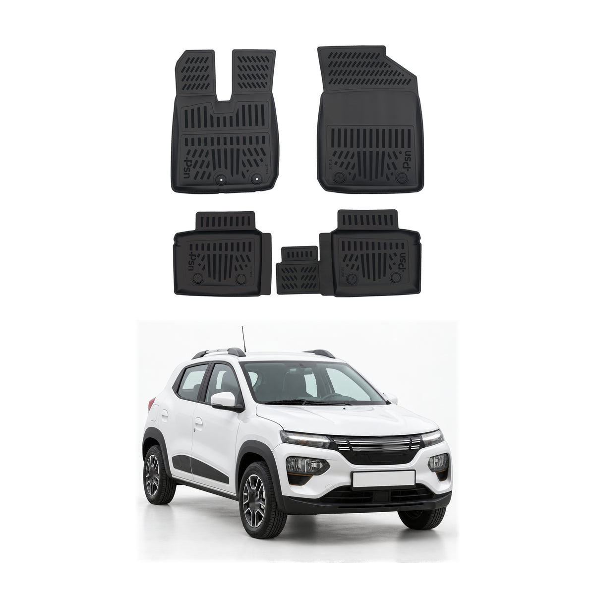 Tapis de sol pour Dacia Spring 2021-2026 Noir 3D en Caoutchouc TPE 4Pcs