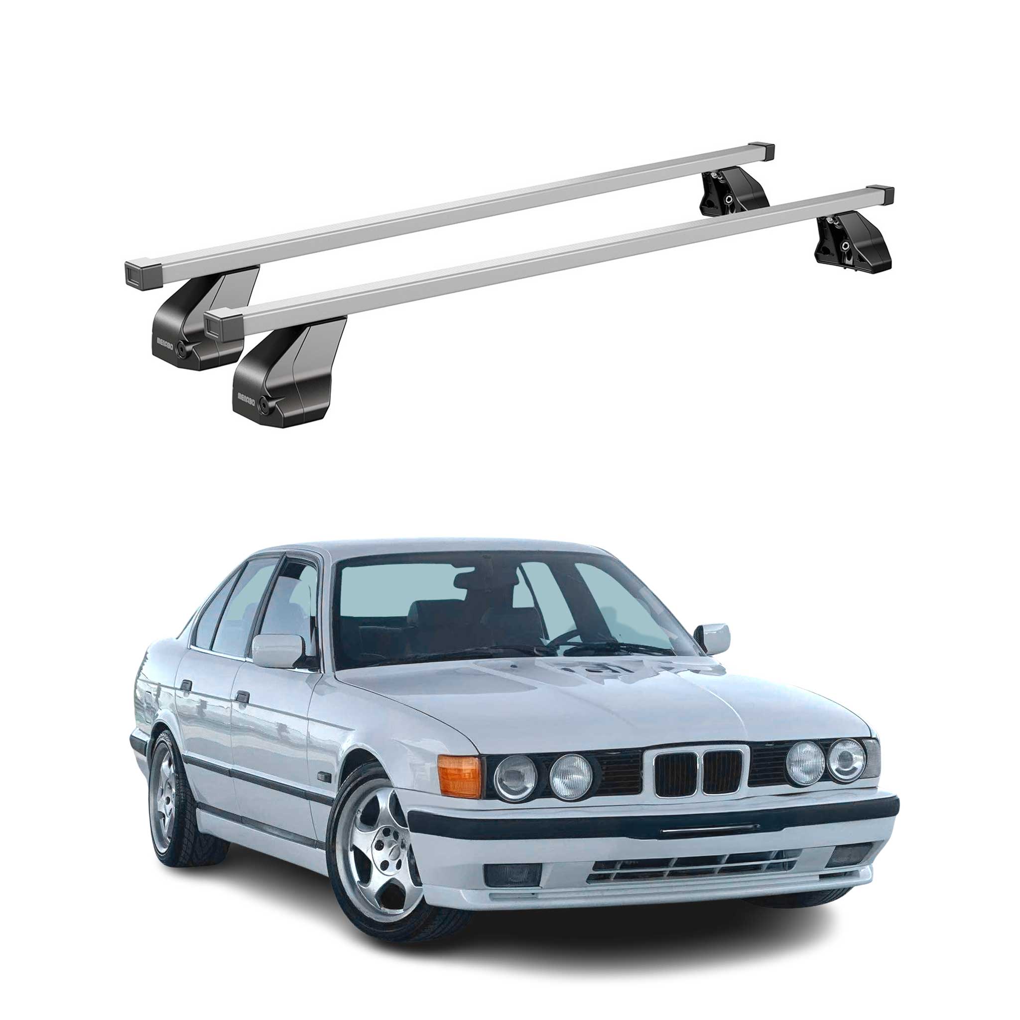 Barres transversales Menabo pour BMW Série 5 E39 Berline 1995-2003 Acier Gris