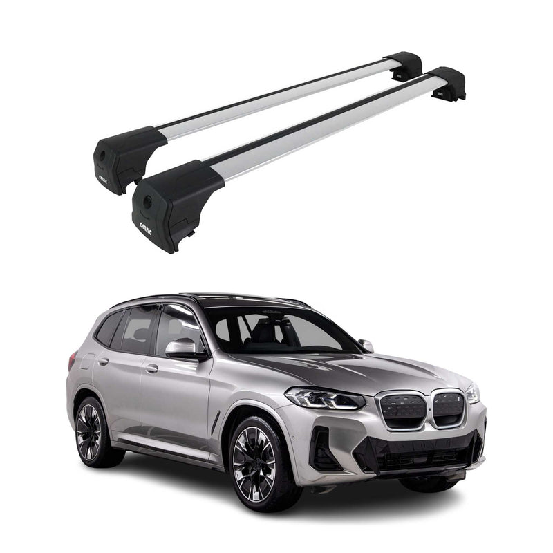Barres de toit transversales pour BMW iX3 G08 2020-2025 Alu Gris ABE