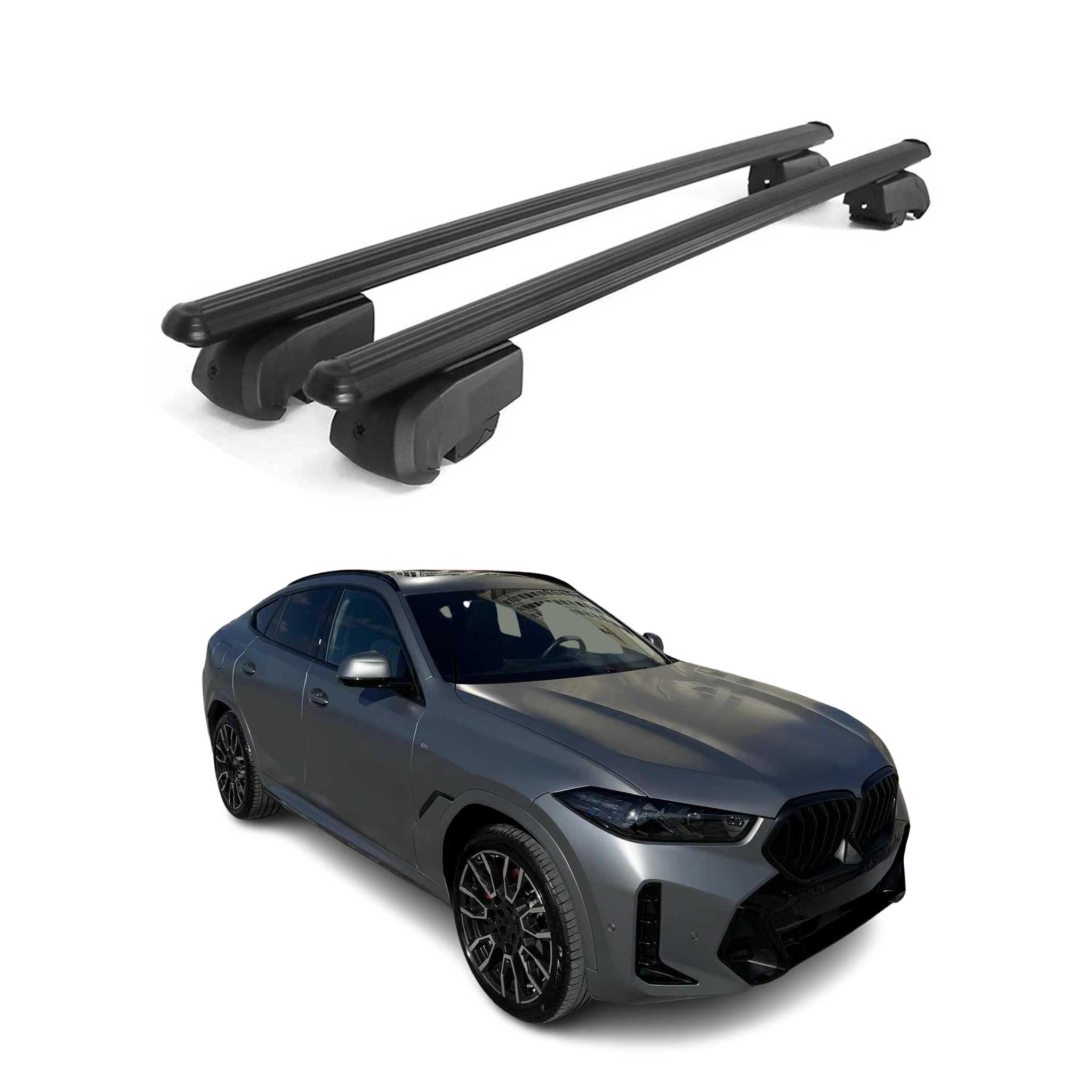 Barres de toit transversales pour BMW X6 G06 2019-2024 2Pcs Aluminium Noir