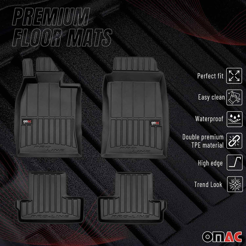 OMAC Tapis de sol en caoutchouc pour Mini Cooper & One 2001-2006 Noir Premium