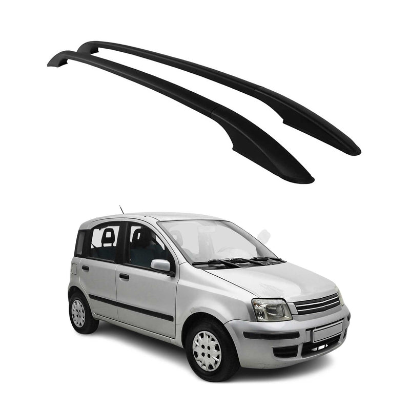Barres de toit longitudinales pour Fiat Panda 2004-2012 Aluminium Noir 2 Pcs
