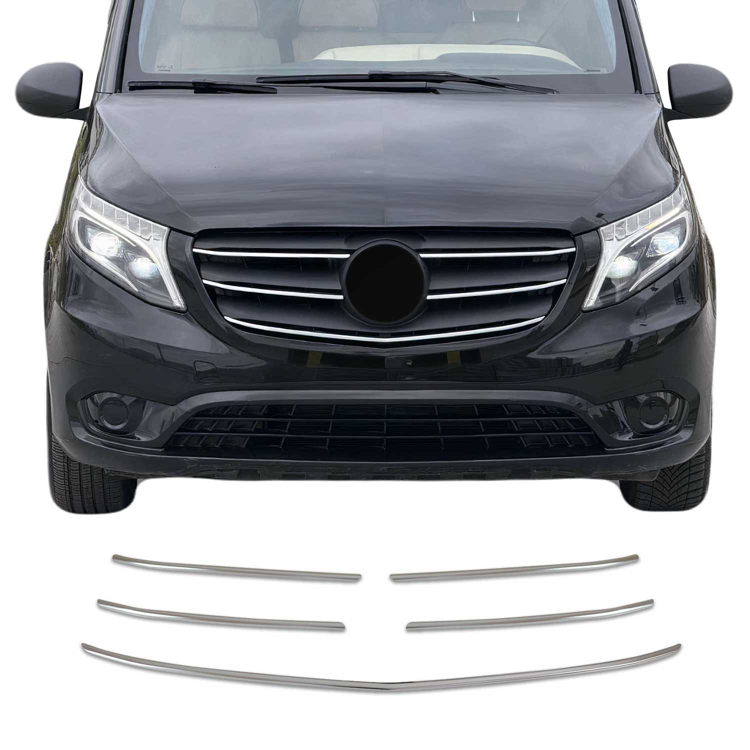 Moulure de Grille de Calandre pour Mercedes Vito W447 2020-2026 FL Chromé 5Pcs