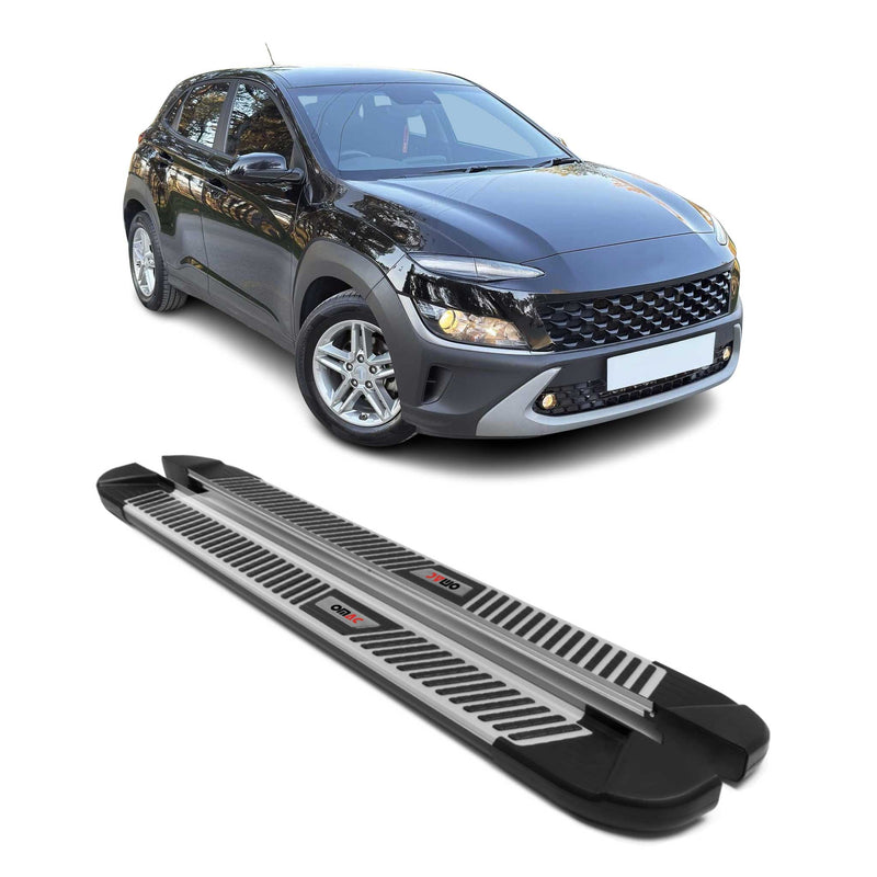 Marchepieds Latéraux pour Hyundai Kona 2018-2024 Noir Gris Aluminium 2Pcs