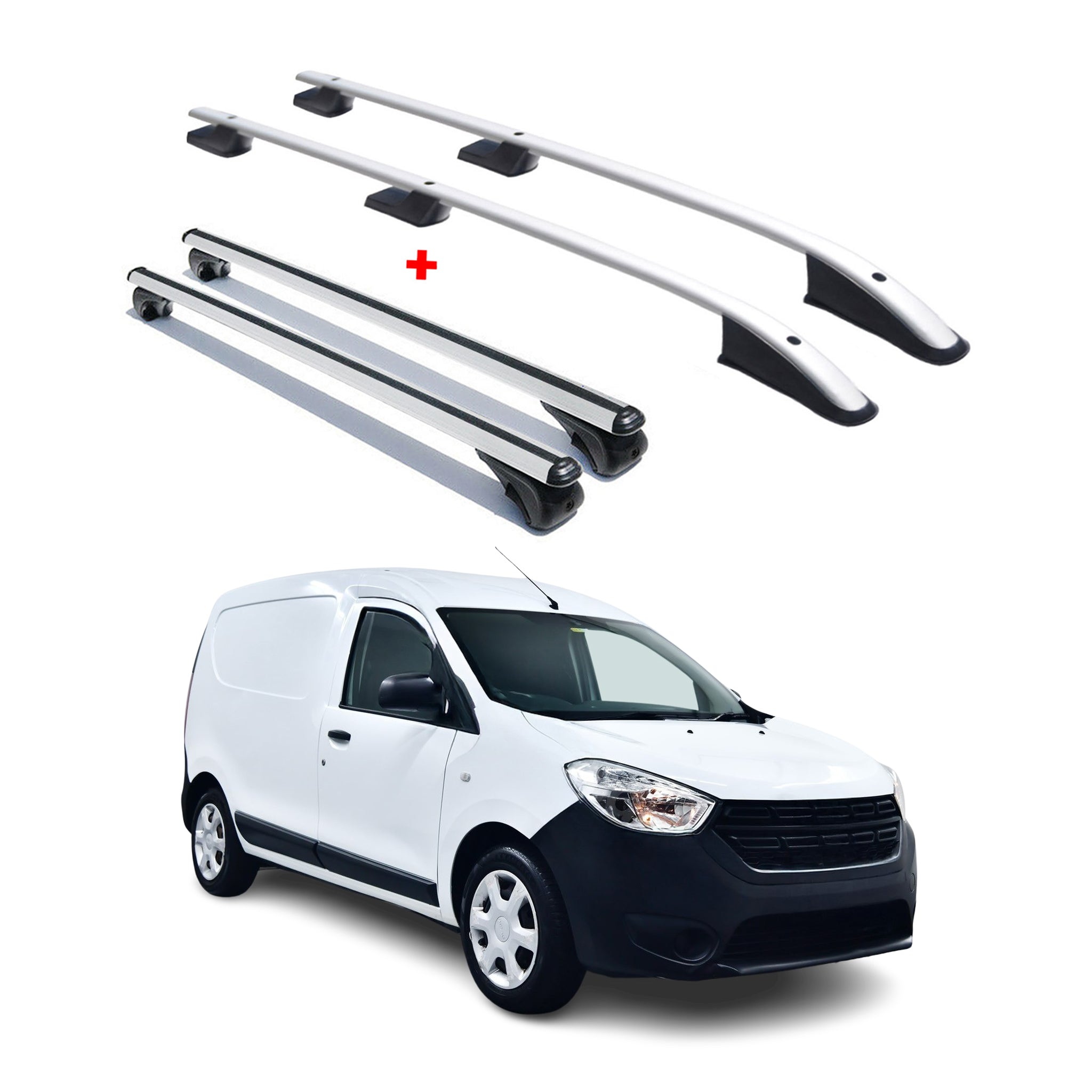 Kit Barres de toit pour Dacia Dokker 2012-2021 Gris Alu 4x