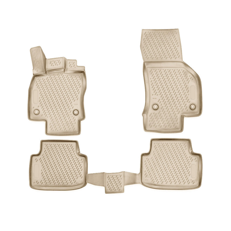 Tapis de sol pour VW Passat B8 2014-2024 en caoutchouc TPE 3D Beige 4Pcs