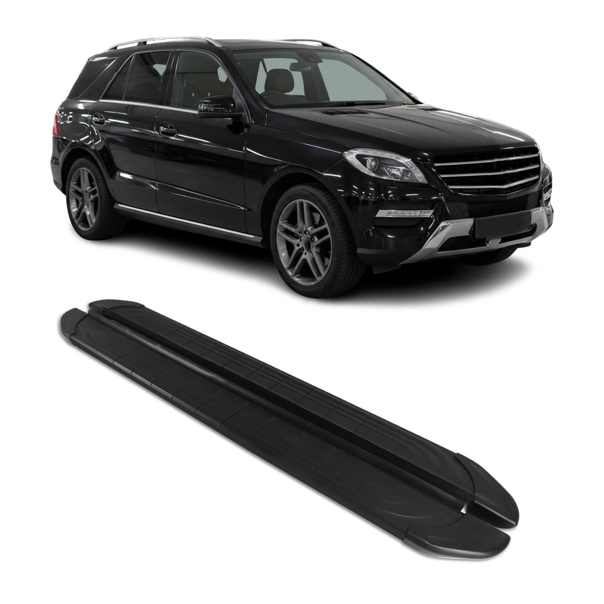 Marchepieds Latéraux pour Mercedes Classe M W166 2011-2019 2Pcs Alu Noir