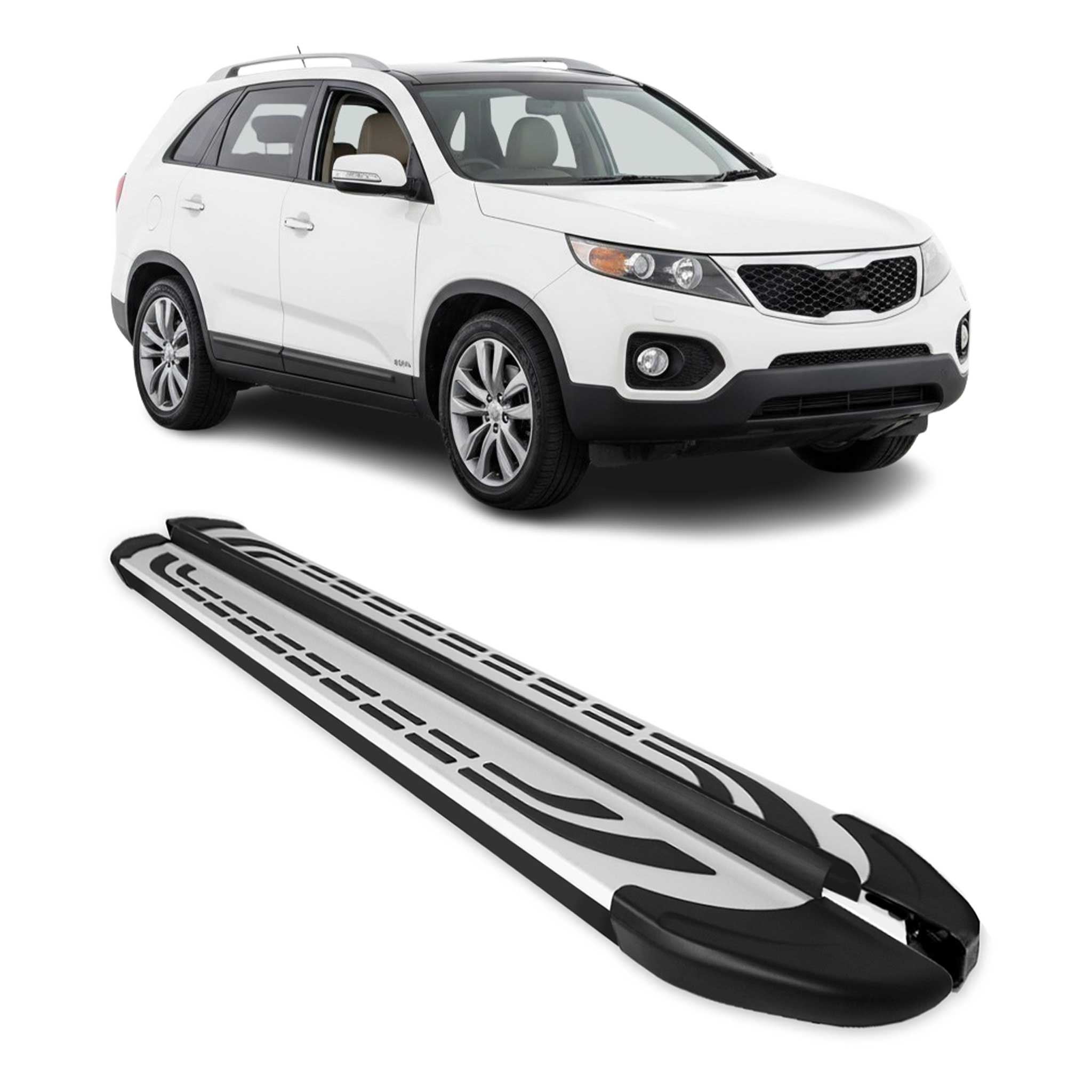 Marchepieds Latéraux pédale pour Kia Sorento 2009-2013 Aluminium Gris Noir 2x