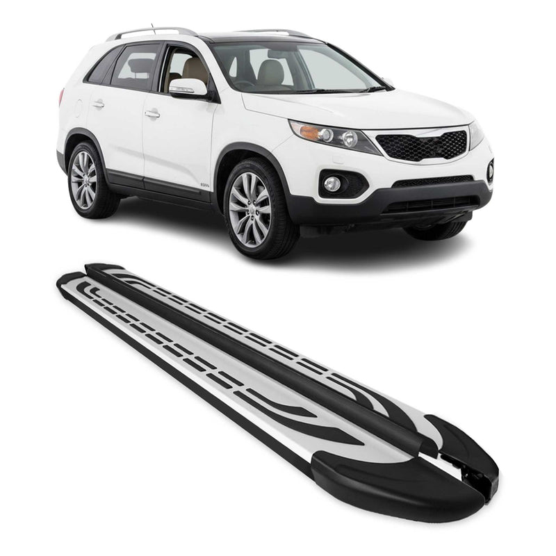 Marchepieds Latéraux pédale pour Kia Sorento 2009-2013 Aluminium Gris Noir 2x
