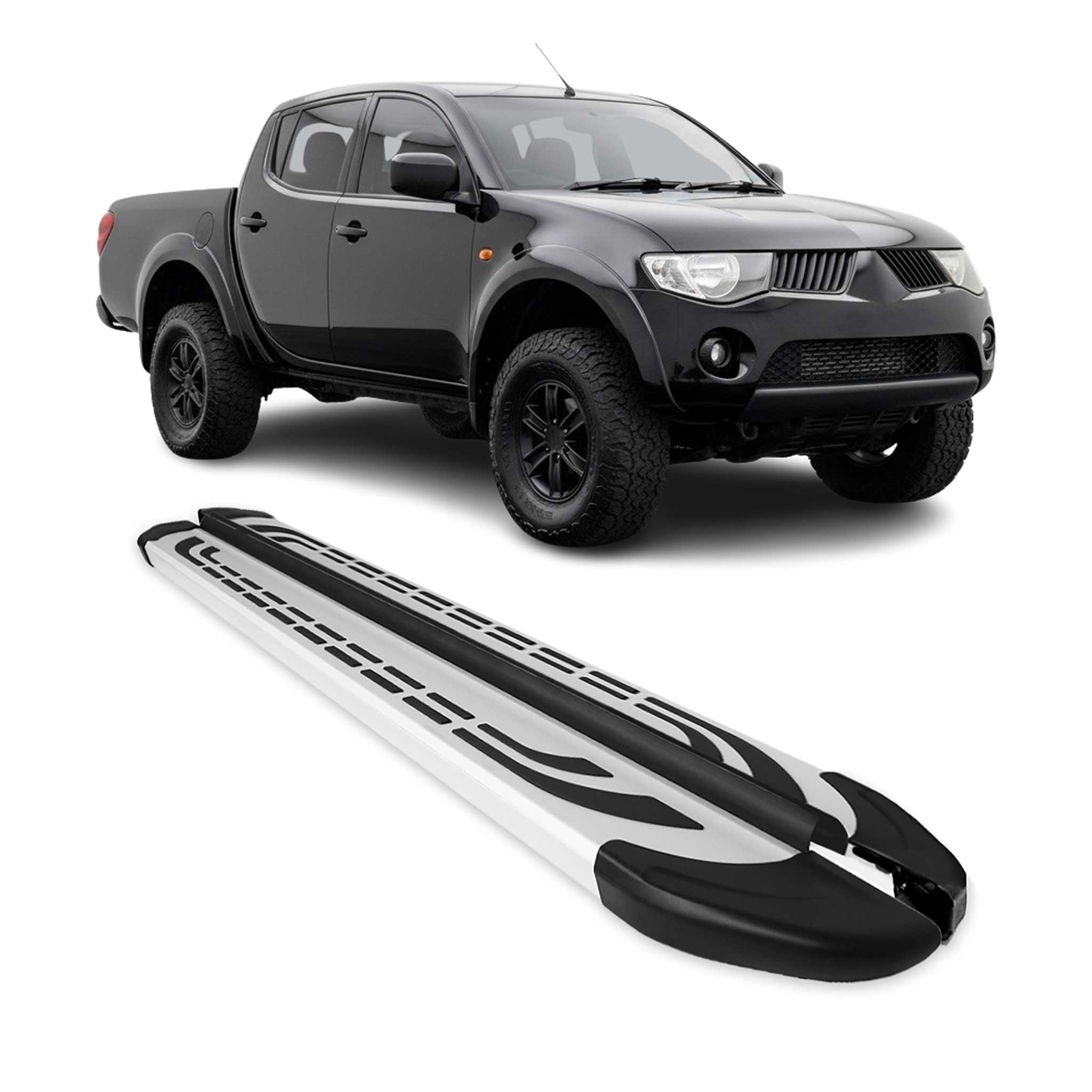 Marchepieds Latéraux pour Mitsubishi L200 Double Cab  2005-2014 Alu Gris L2 2Pcs