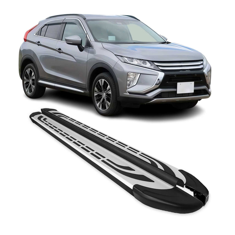 Marchepieds Latéraux pour Mitsubishi Eclipse Cross 2018-2024 Aluminium Gris Noir