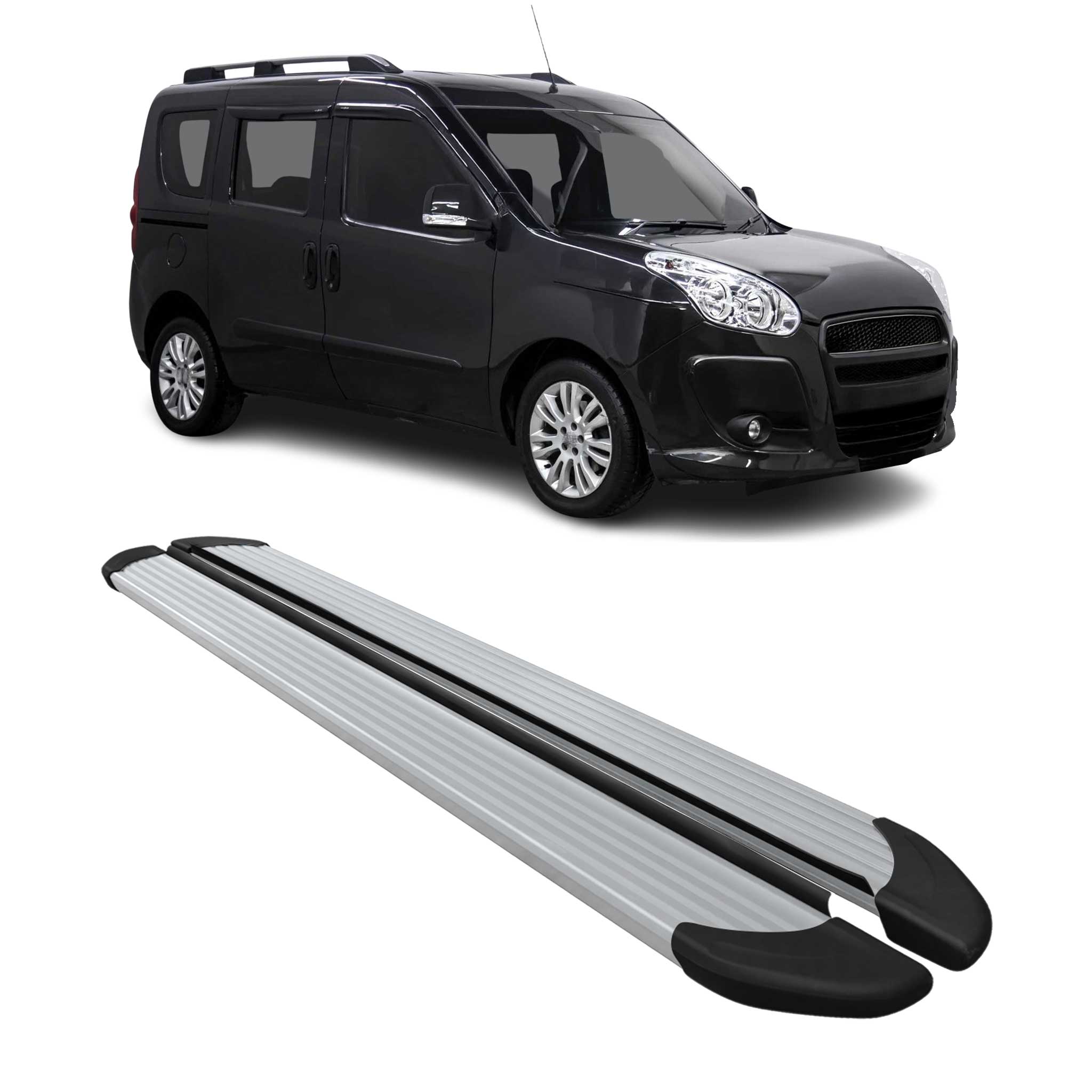 Marchepieds Latéraux pédale pour Fiat Doblo 2010-2021 L1 Aluminium Argent 2Pcs