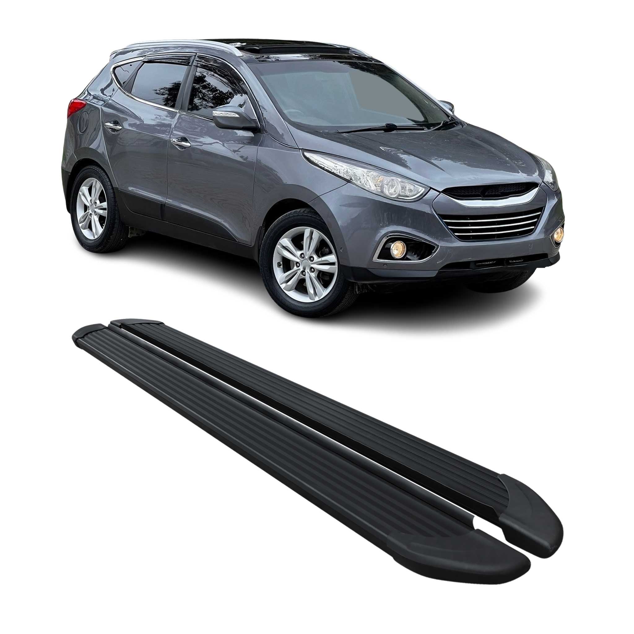 Marchepieds Latéraux pédale pour Hyundai ix35 2009-2015 en Alu Noir 2Pcs