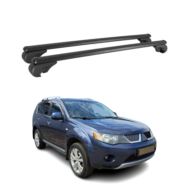 Barres de toit Transversales pour Mitsubishi Outlander 2006-2012 Aluminium Noir