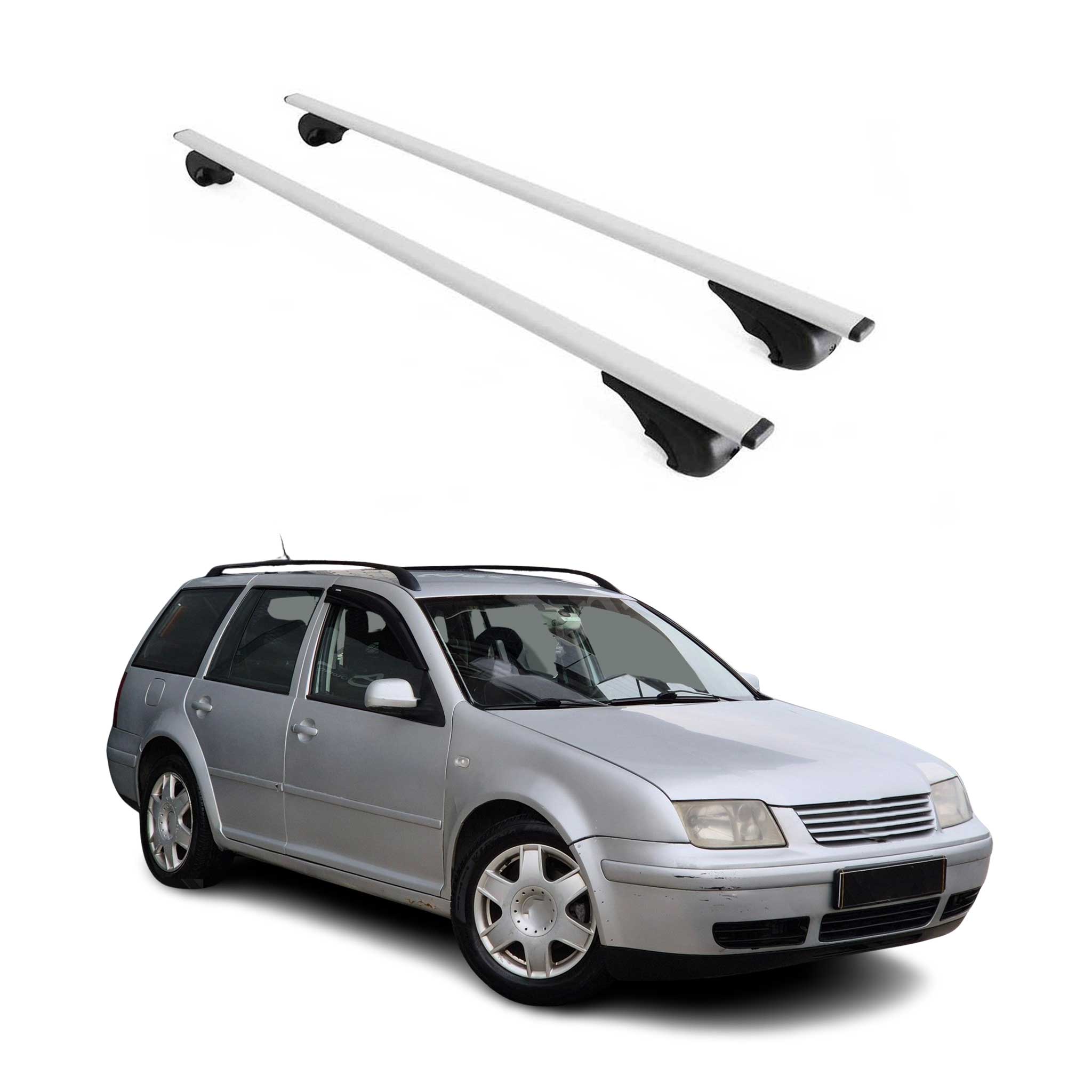 Barres de toit Transversales pour VW Bora Variant 1999-2005 Fer Argent