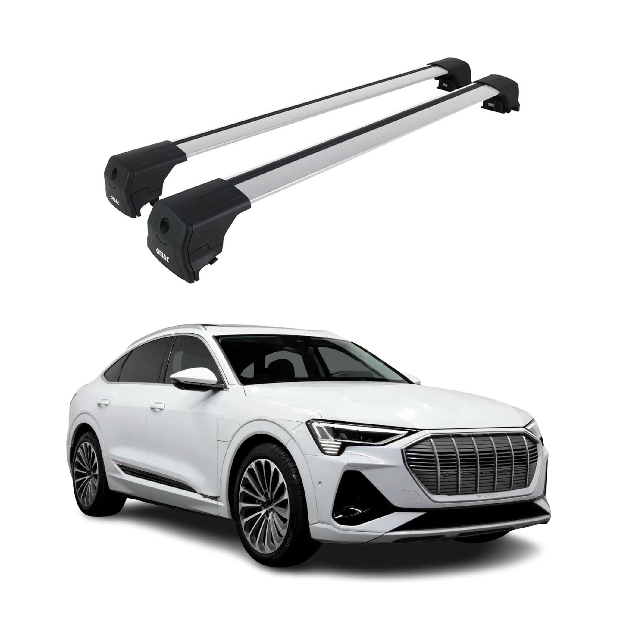 Barres de toit transversales pour Audi Q8 e-Tron 2022-2026 Aluminium Gris 2Pcs