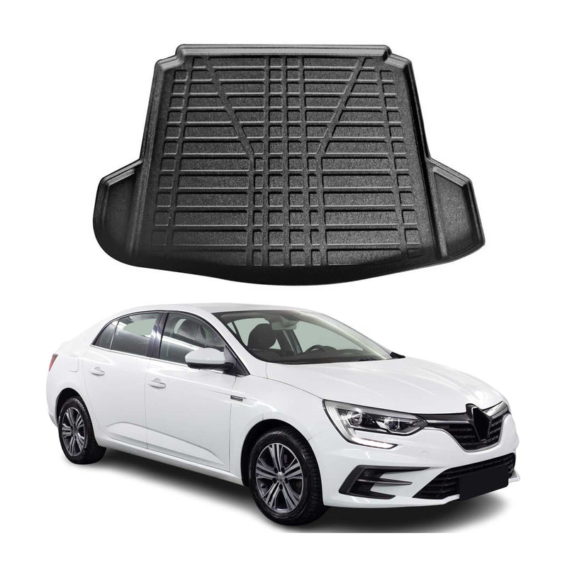 Tapis de Coffre pour Renault Megane 2016-2022 Berline en TPE Noir