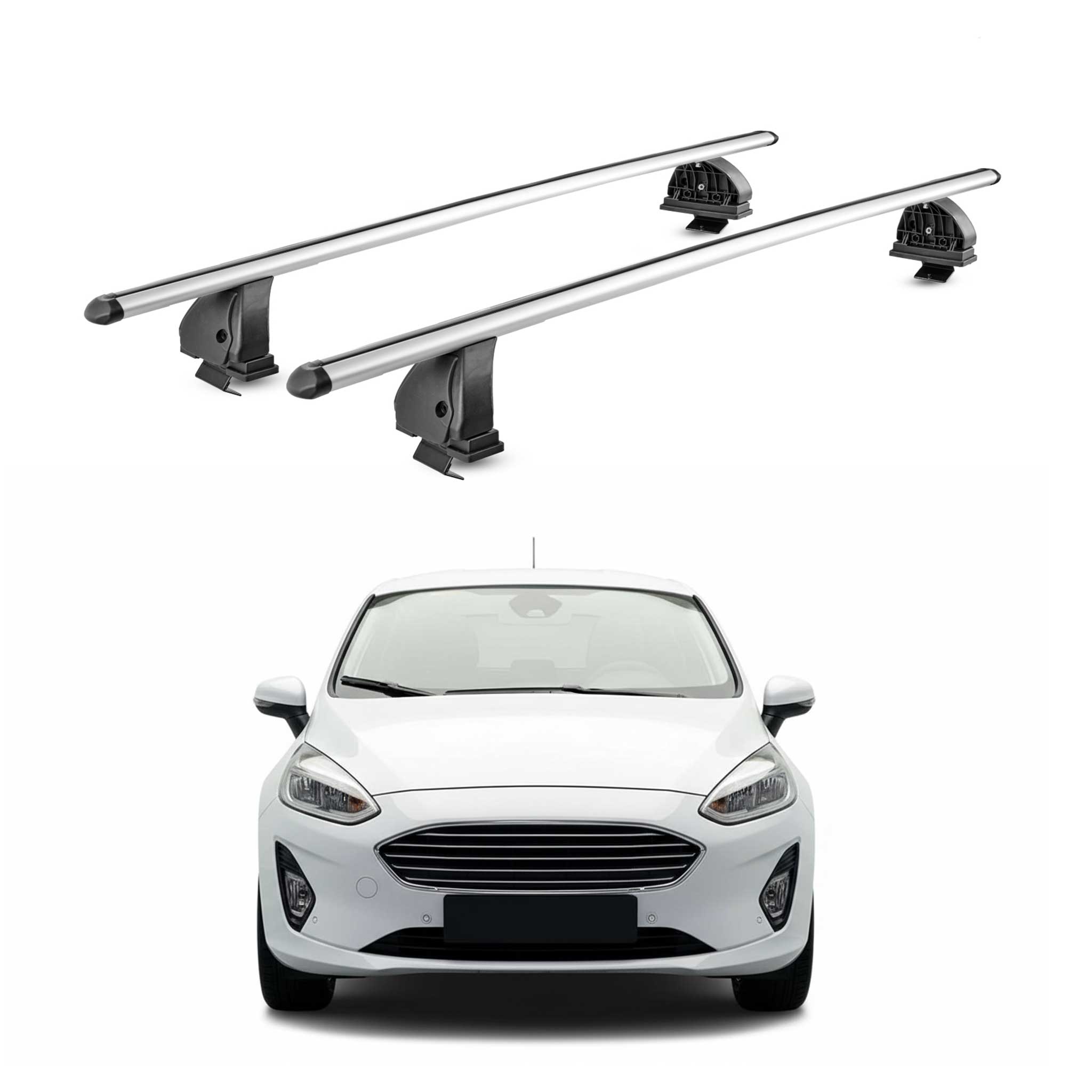 Barres de toit transversales Alu pour Ford Fiesta VII HB 2018-2023 5 Portes Gris