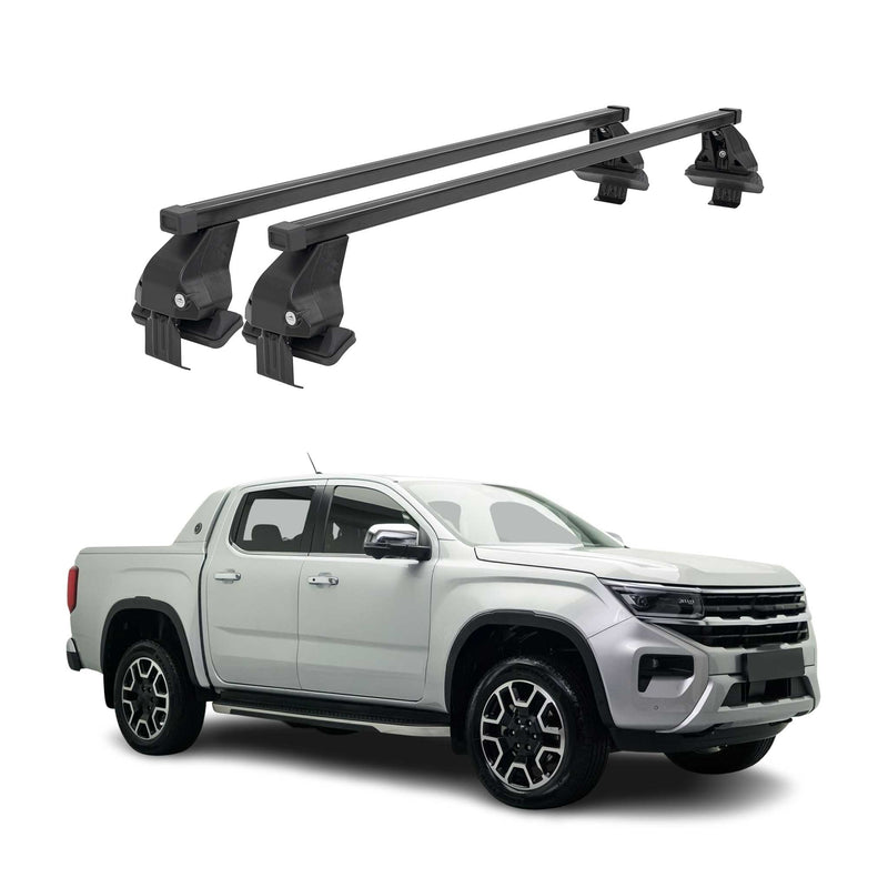 Menabo Barres de toit transversales pour VW Amarok II 2022-2025 Acier Noir 2x