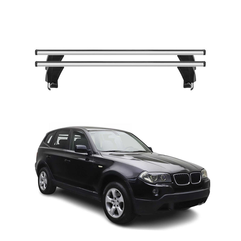Menabo Barres de toit transversales pour BMW X3 E83 2003-2010 Alu Gris 2x