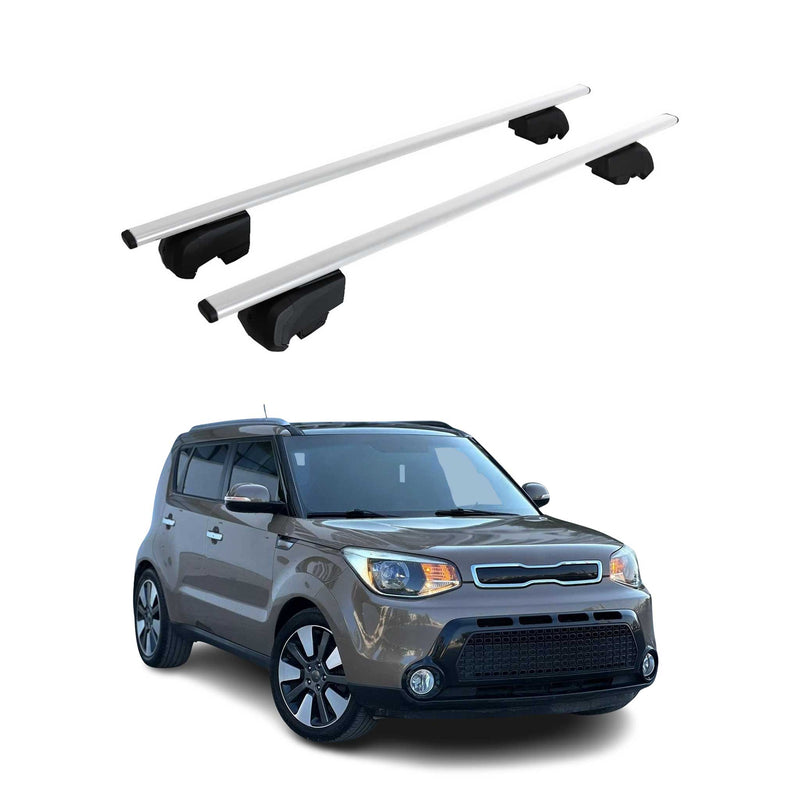 Barres de toit Transversales pour Kia Soul 2014-2019 Fer Argent ABE